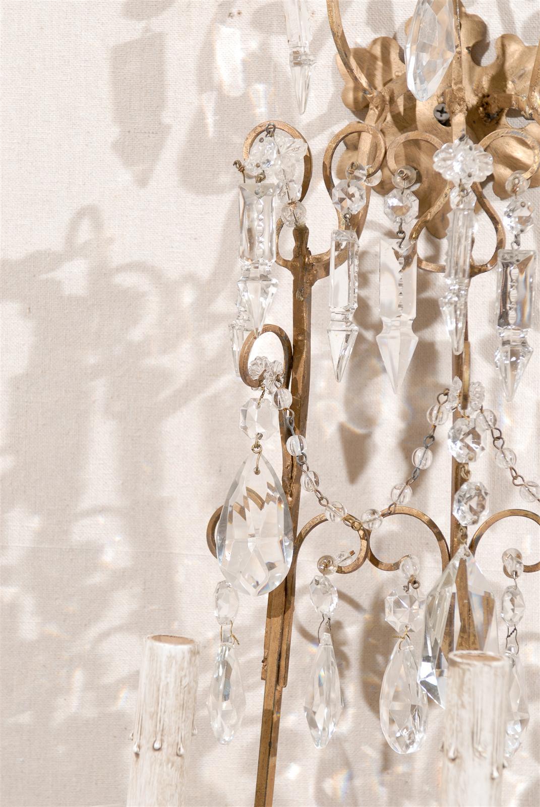 A Pair of Italian Crystal Six-Light Sconces with Beautiful Draping Ornamentation 5