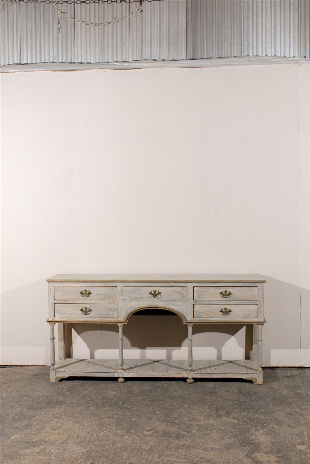 English Early 20th Century Two-Tiered Painted Pine Sideboard In Good Condition In Atlanta, GA