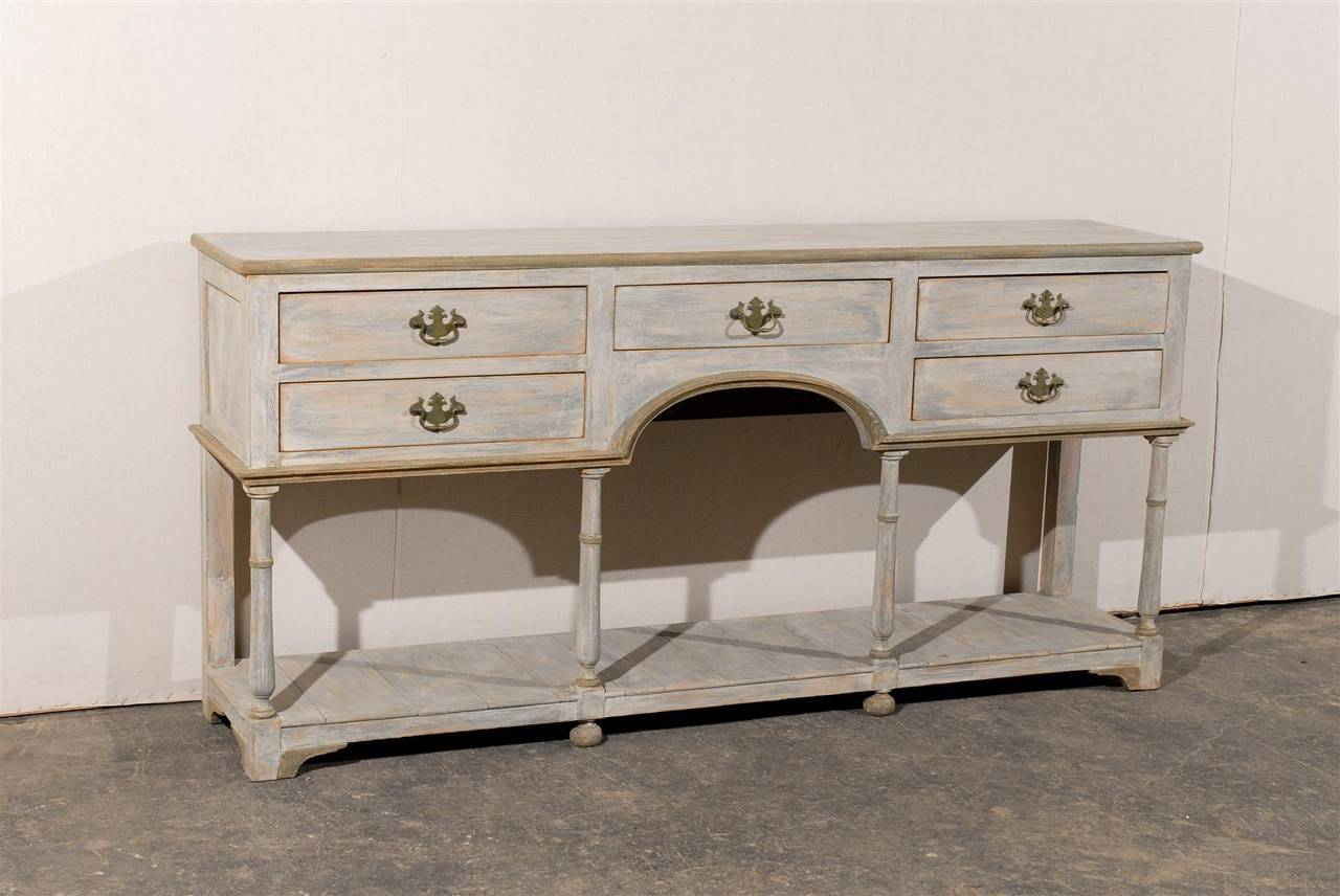 English Early 20th Century Two-Tiered Painted Pine Sideboard 1