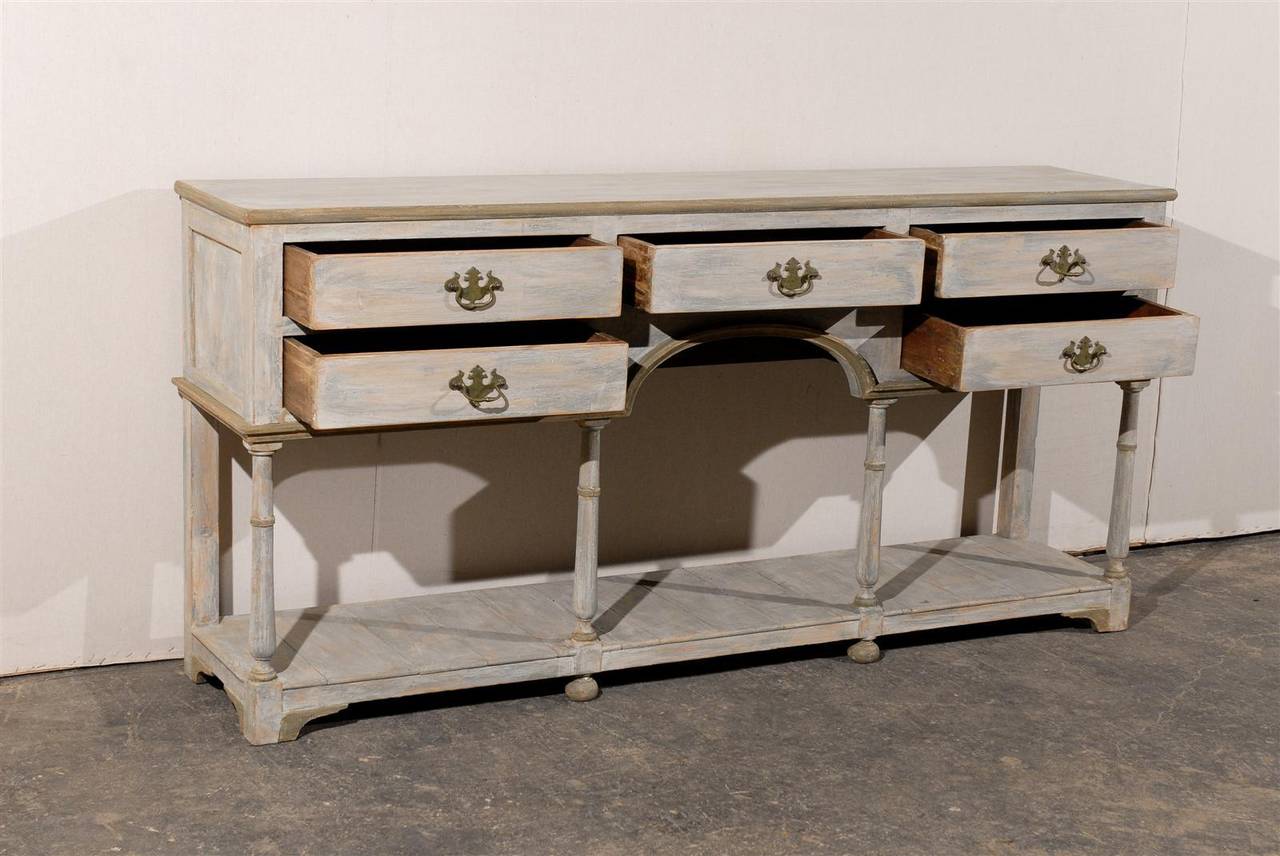 English Early 20th Century Two-Tiered Painted Pine Sideboard 3
