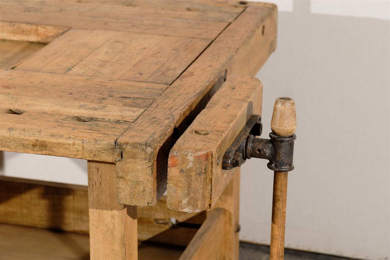 Very Unusual European Wooden Workbench from the 19th Century 1
