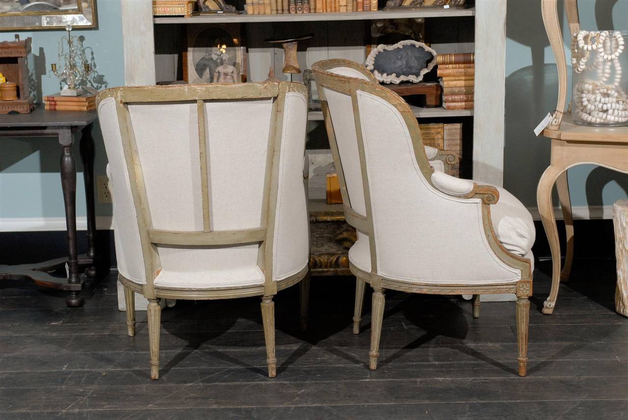 Pair of French 19th Century Louis XVI Style Bergères Chairs 4