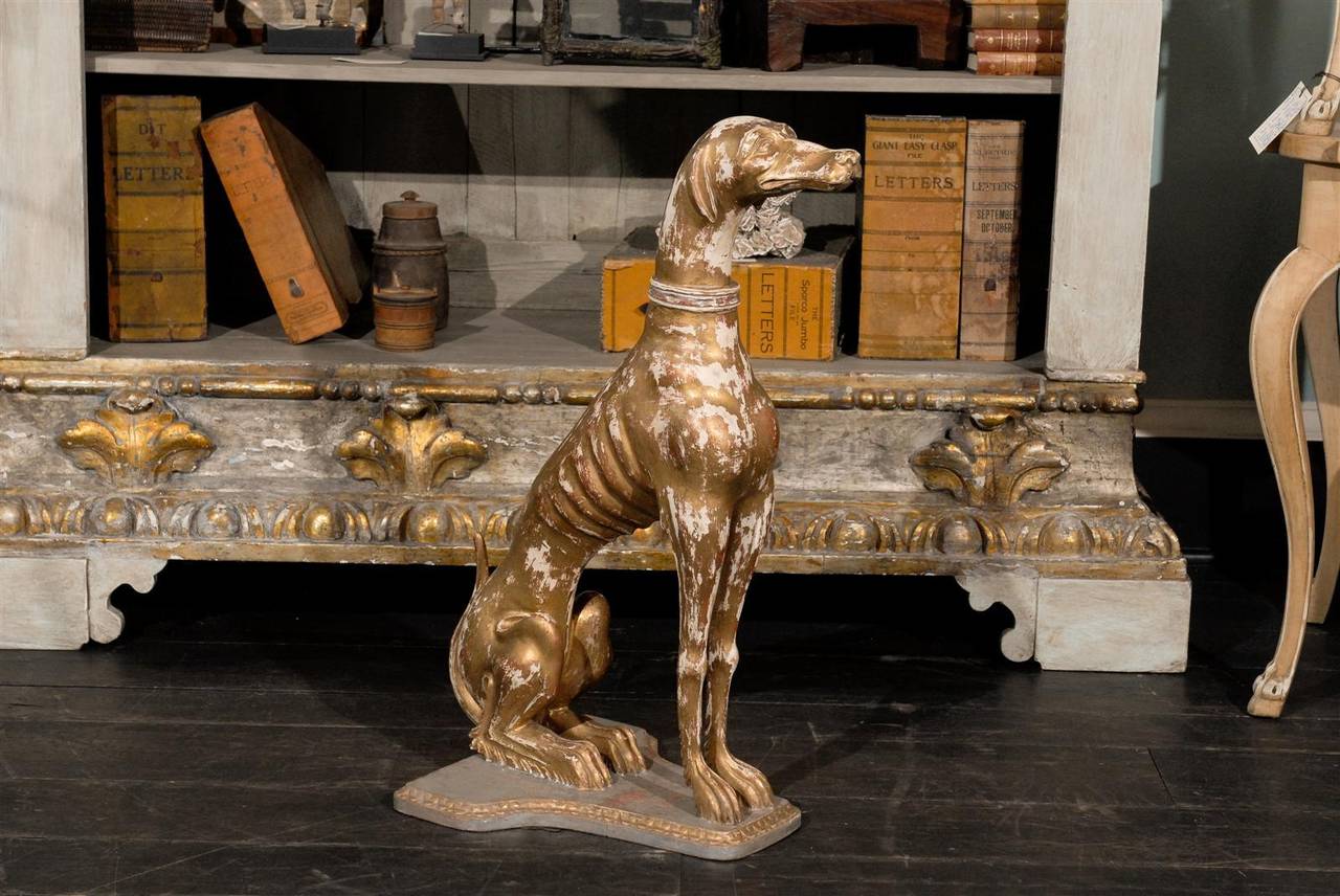 wooden greyhound sculpture