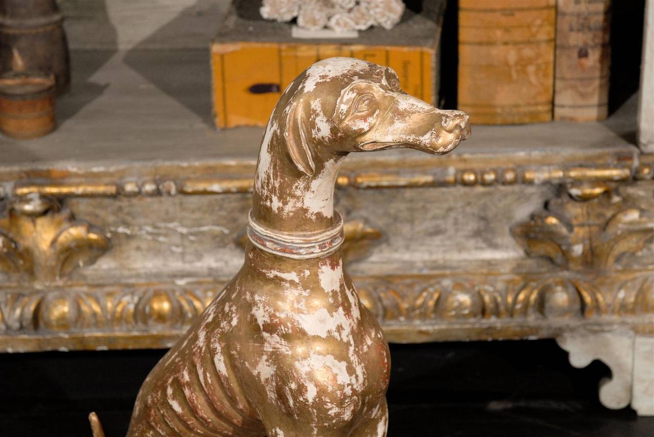 Gilt Gilded Wood Italian Greyhound Dog