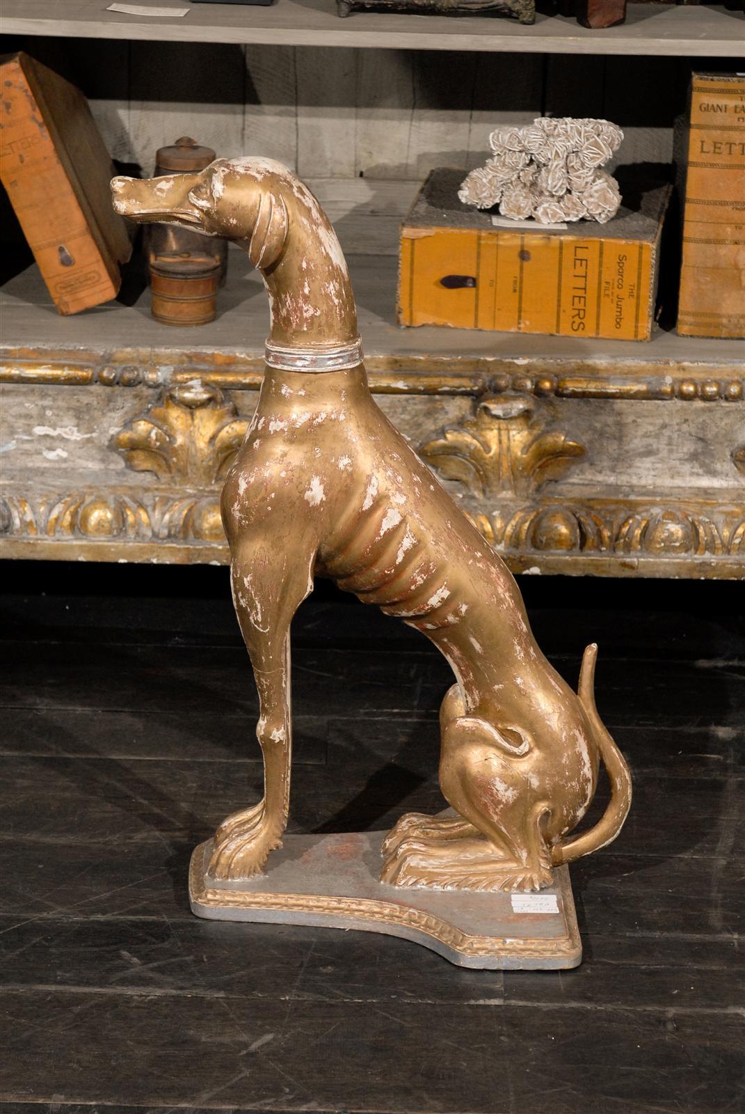 Gilded Wood Italian Greyhound Dog 1