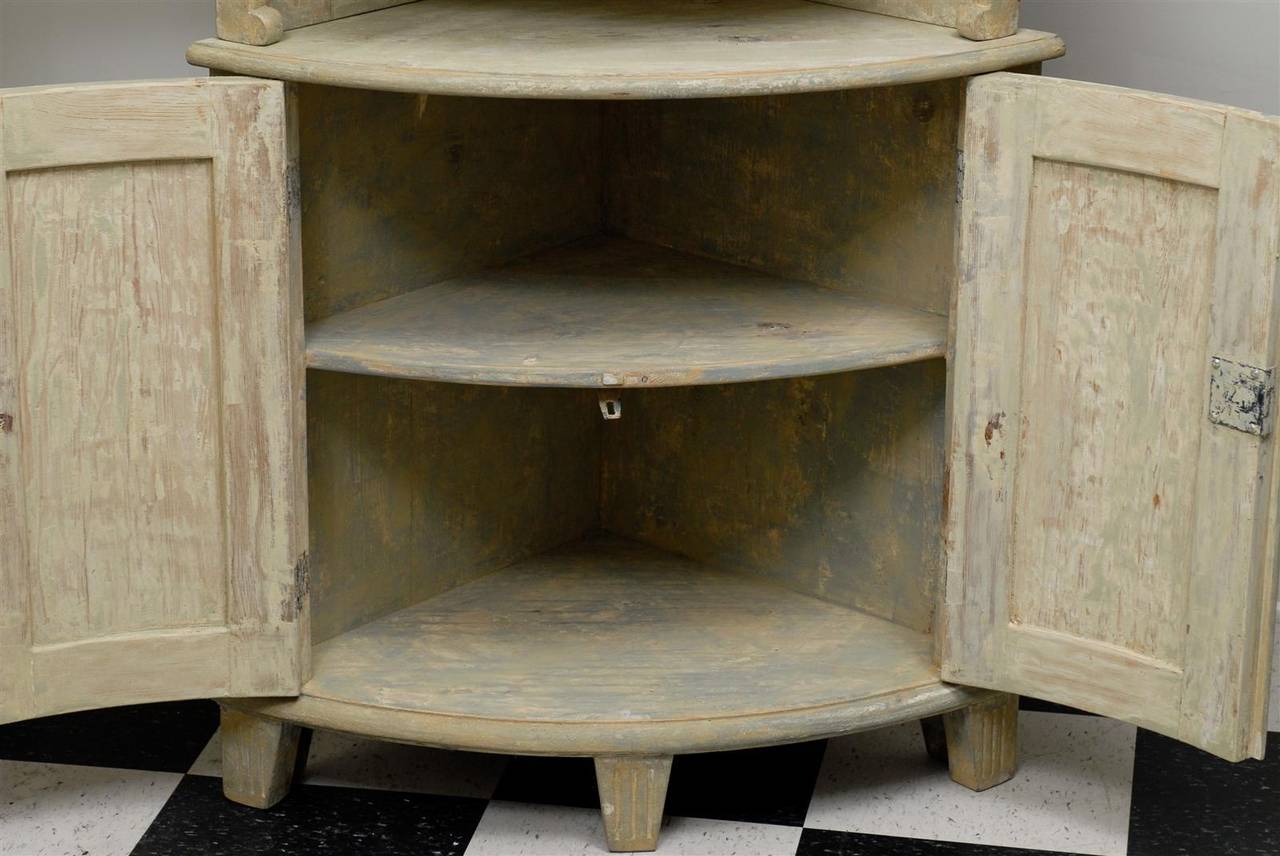 Glass Swedish Period Gustavian Rounded Corner Cabinet, Late 18th-Early 19th Century