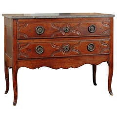 A French 19th Century Two-Drawer Chest with Dark Grey Marble Top