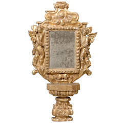 Small Size Italian Gilded Mirror on its Pedestal