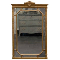 Vintage Gilded Wood European Mirror