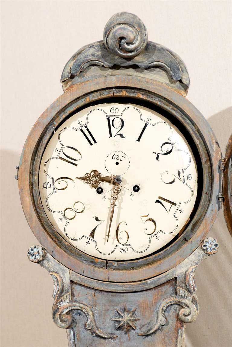 A Swedish 19th Century Fryksdahl Painted Wood Clock 5