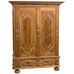 Antique A Swedish 18th Century Period Baroque Cabinet with 2 Doors over a Single Drawer