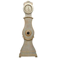 19th Century Wooden Swedish Grandfather Clock with Carved Crown