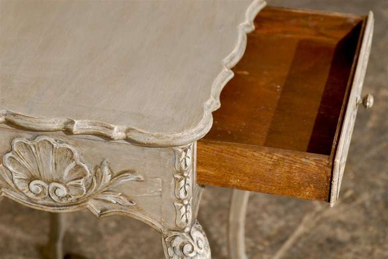 Small French Richely Carved and Painted Wood Side Table For Sale 2