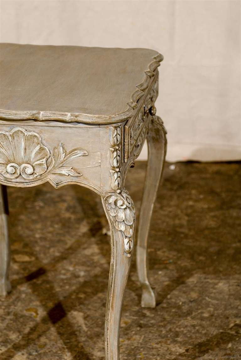 Small French Richely Carved and Painted Wood Side Table For Sale 1