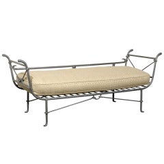 Vintage One of a Kind American Iron Daybed with Greek Key Cushion
