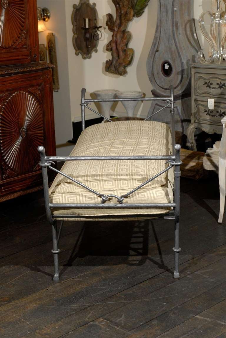 One of a Kind American Iron Daybed with Greek Key Cushion 4