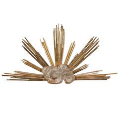 Large Size Italian 19th Century Cloudy Sunburst Sculpture with Gilded Rays