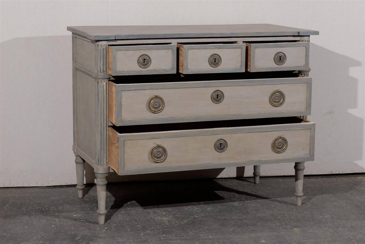 19th Century French Five-Drawer Painted Wood Chest 3