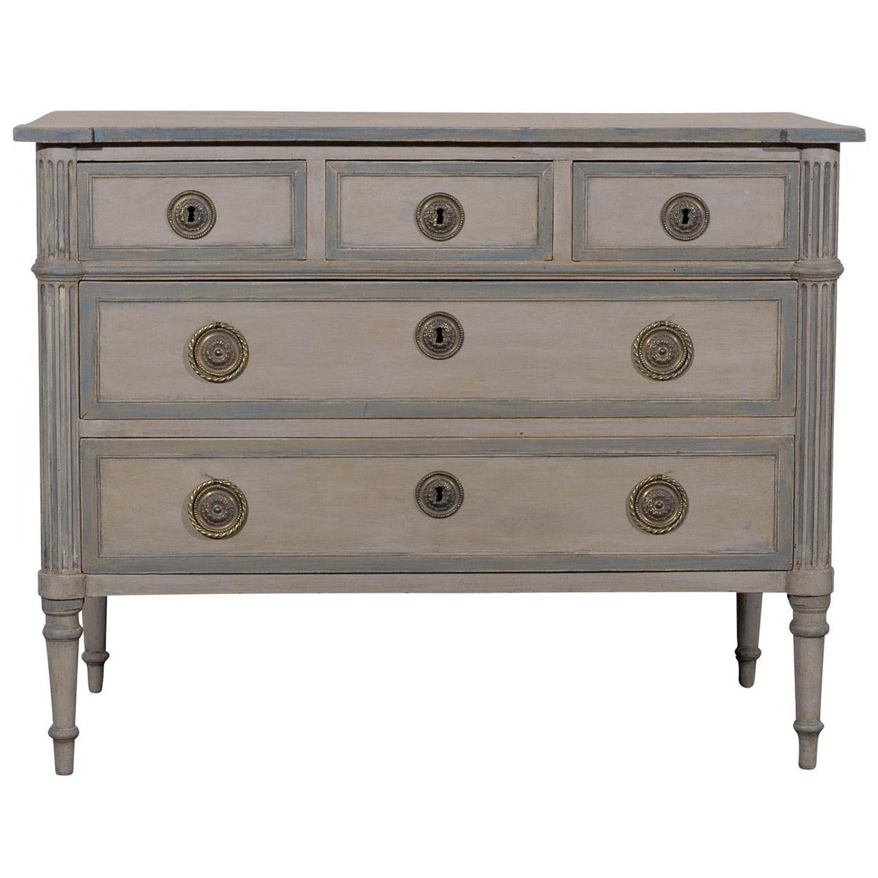 19th Century French Five-Drawer Painted Wood Chest