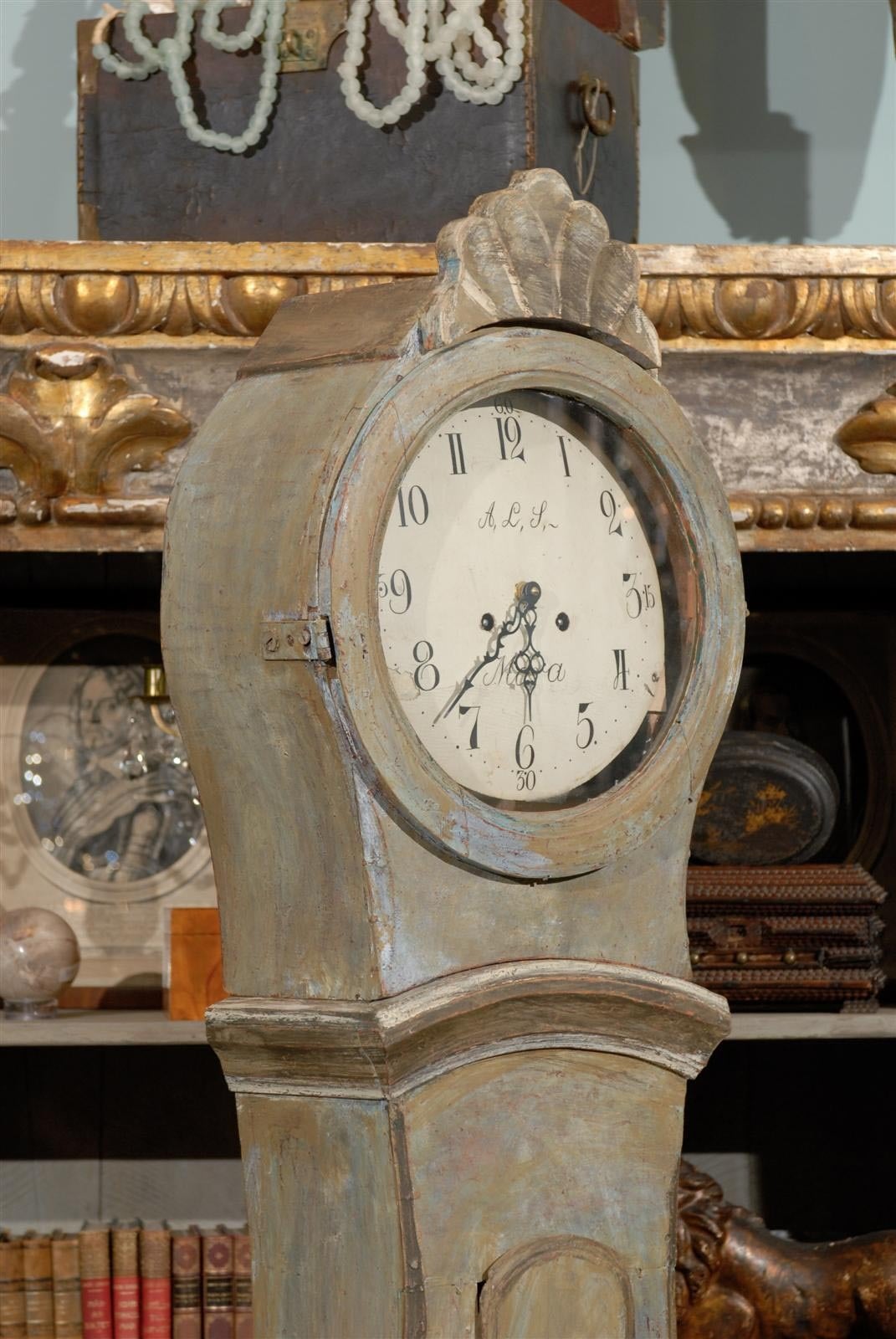 19th Century Swedish Mora Clock with Carved Crown 2