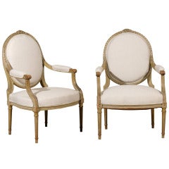 Pair of French Louis XVI Style Armchairs
