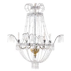 Vintage Italian Crystal Four-Light Chandelier with Crystal Center Column