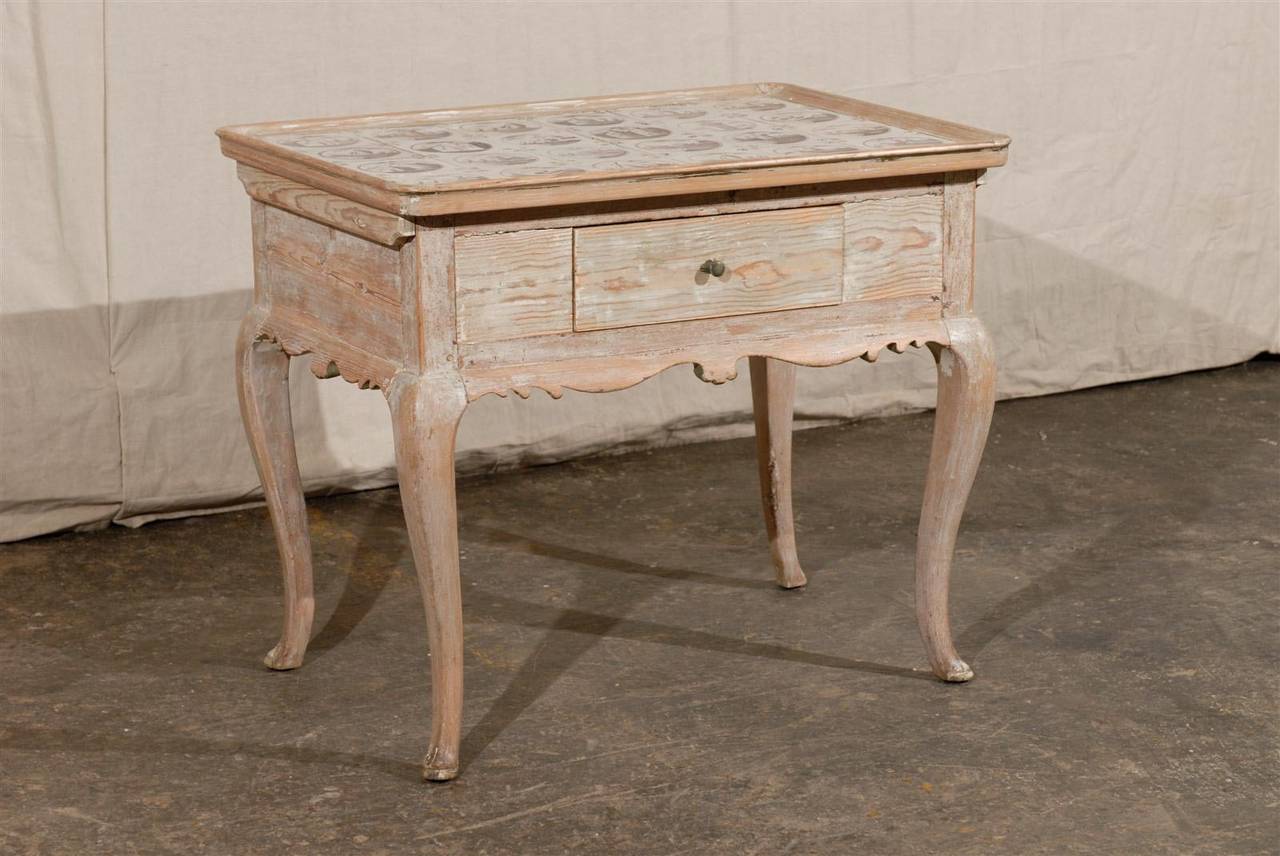 18th Century and Earlier 18th Century Swedish Wooden Tray Top Side Table with Dutch Tiles