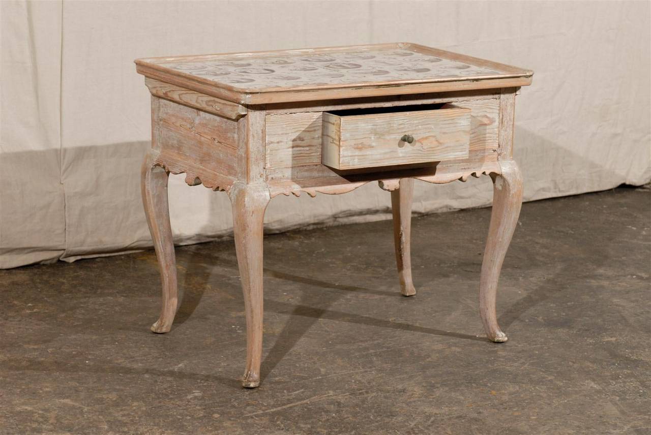 18th Century Swedish Wooden Tray Top Side Table with Dutch Tiles 1