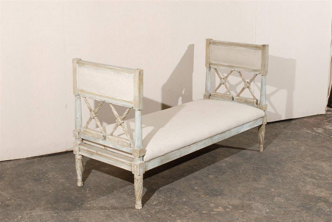 Upholstery 19th Century Gustavian Style Painted Wood Daybed