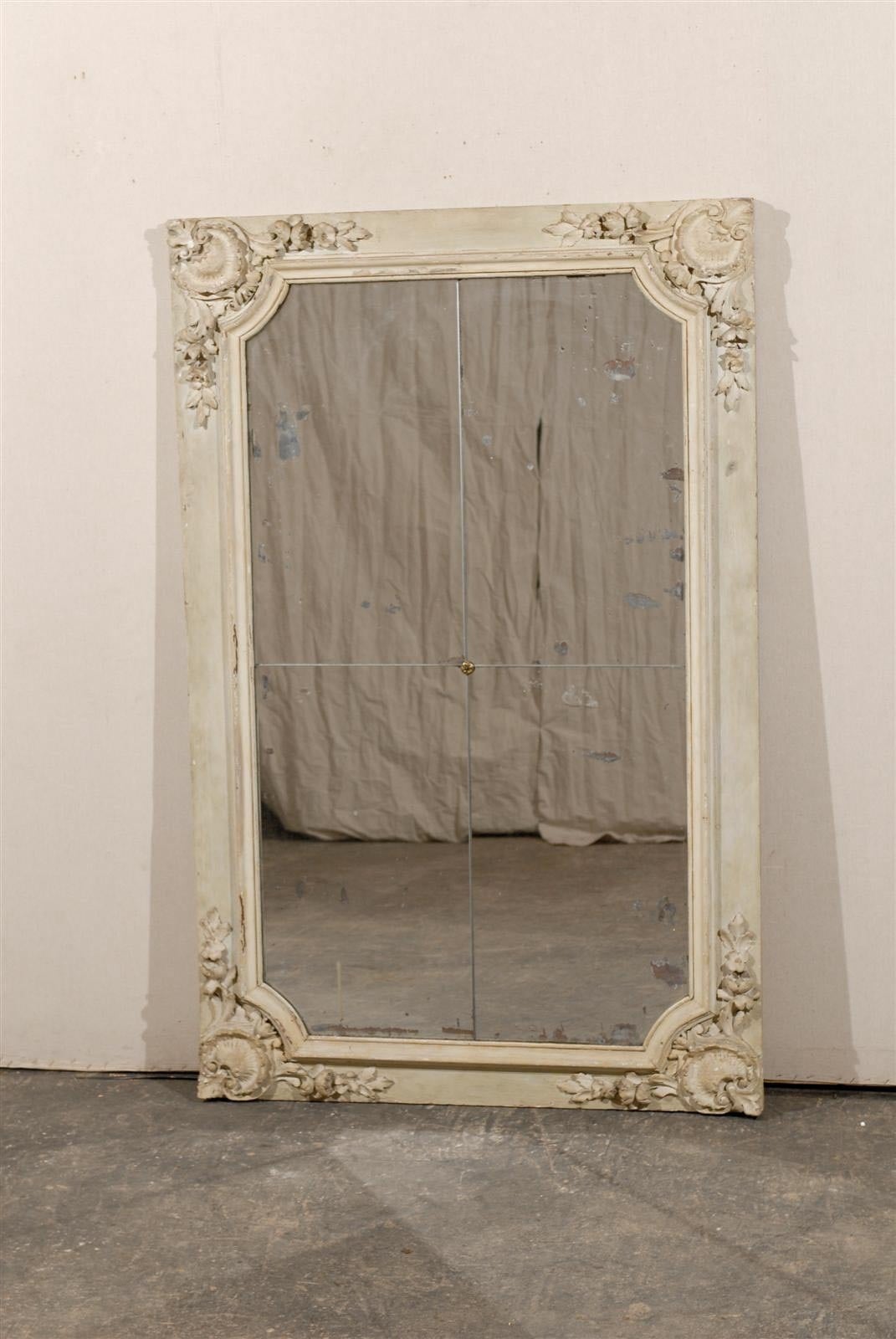 Early 19th Century French Painted Wood Carved Mirror