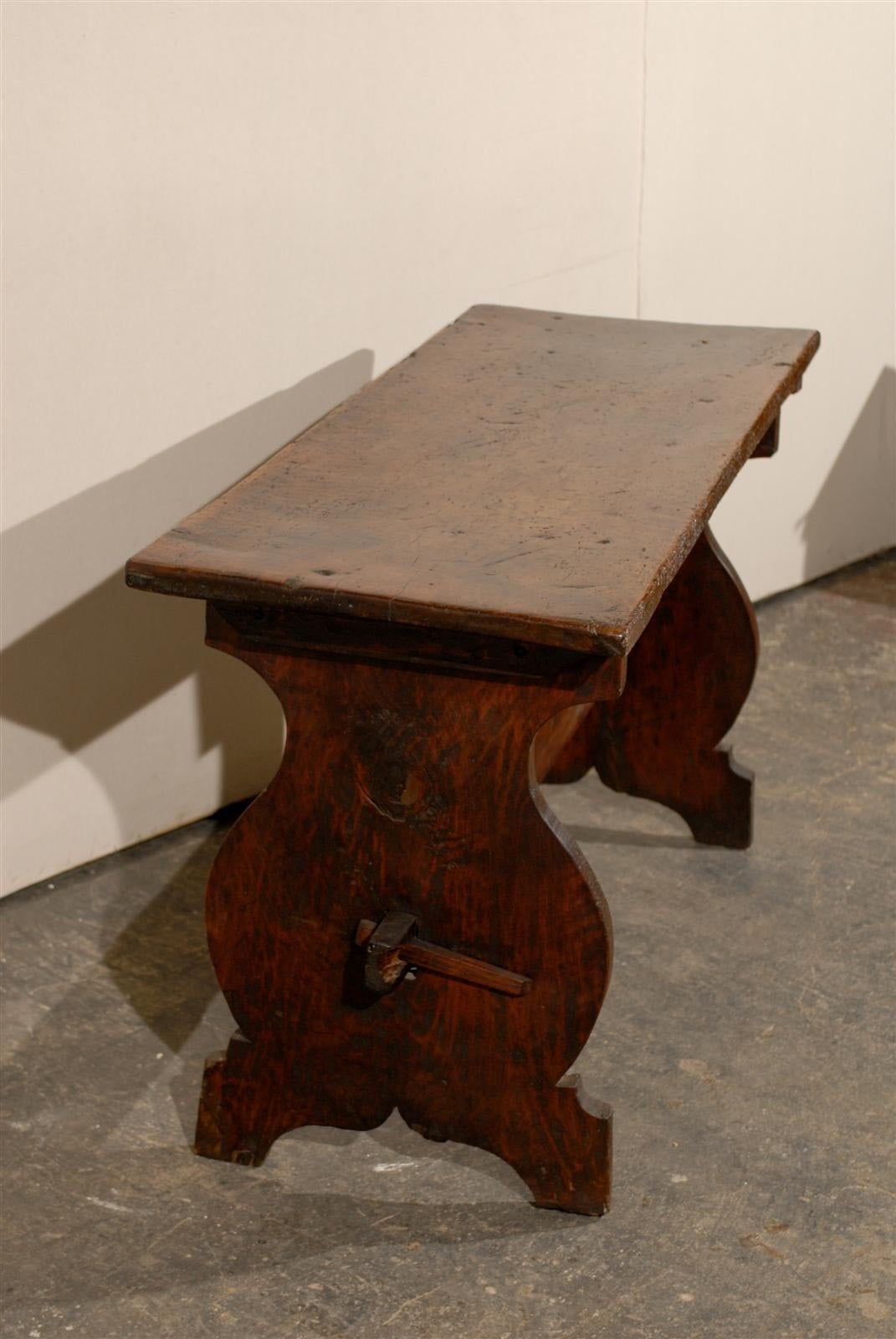 Italian 18th Century Wooden Console Trestle Table 3