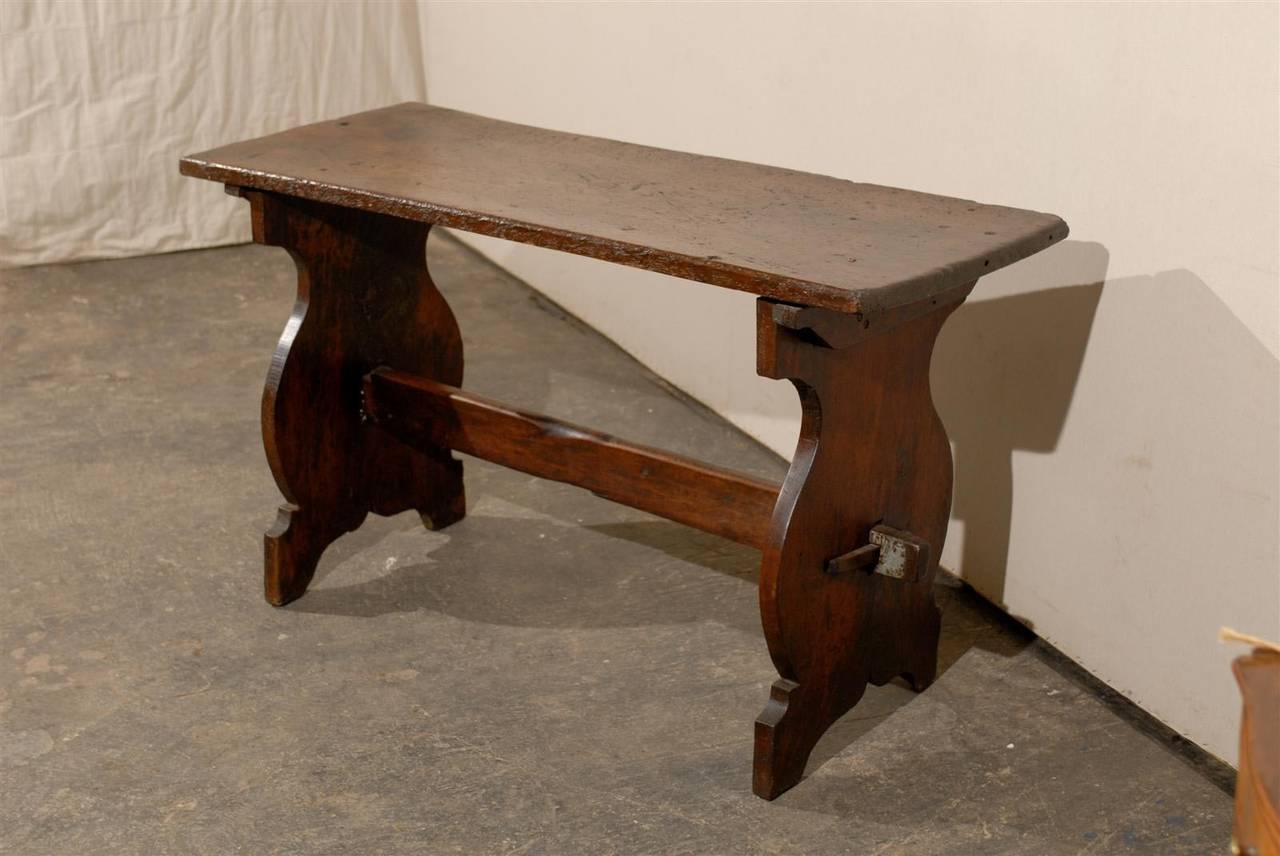 Italian 18th Century Wooden Console Trestle Table 2