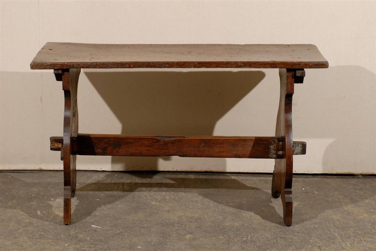 Italian 18th Century Wooden Console Trestle Table In Good Condition In Atlanta, GA