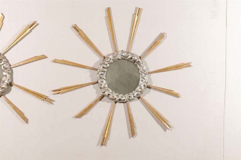 Gilt Italian Mid-19th Century Gilded Sunburst Mirror For Sale