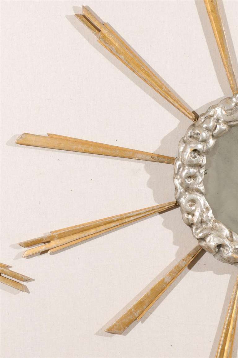Gilt Italian Mid-19th Century Gilded Sunburst Mirror For Sale