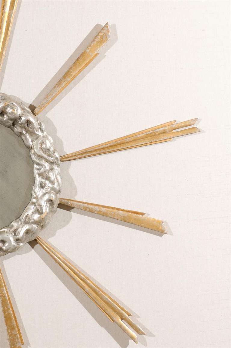 Italian Mid-19th Century Gilded Sunburst Mirror For Sale 1