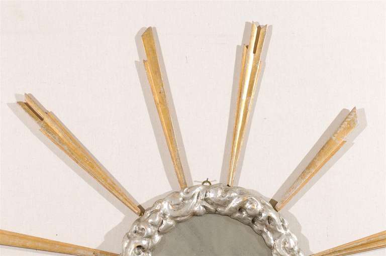 Italian Mid-19th Century Gilded Sunburst Mirror For Sale 1