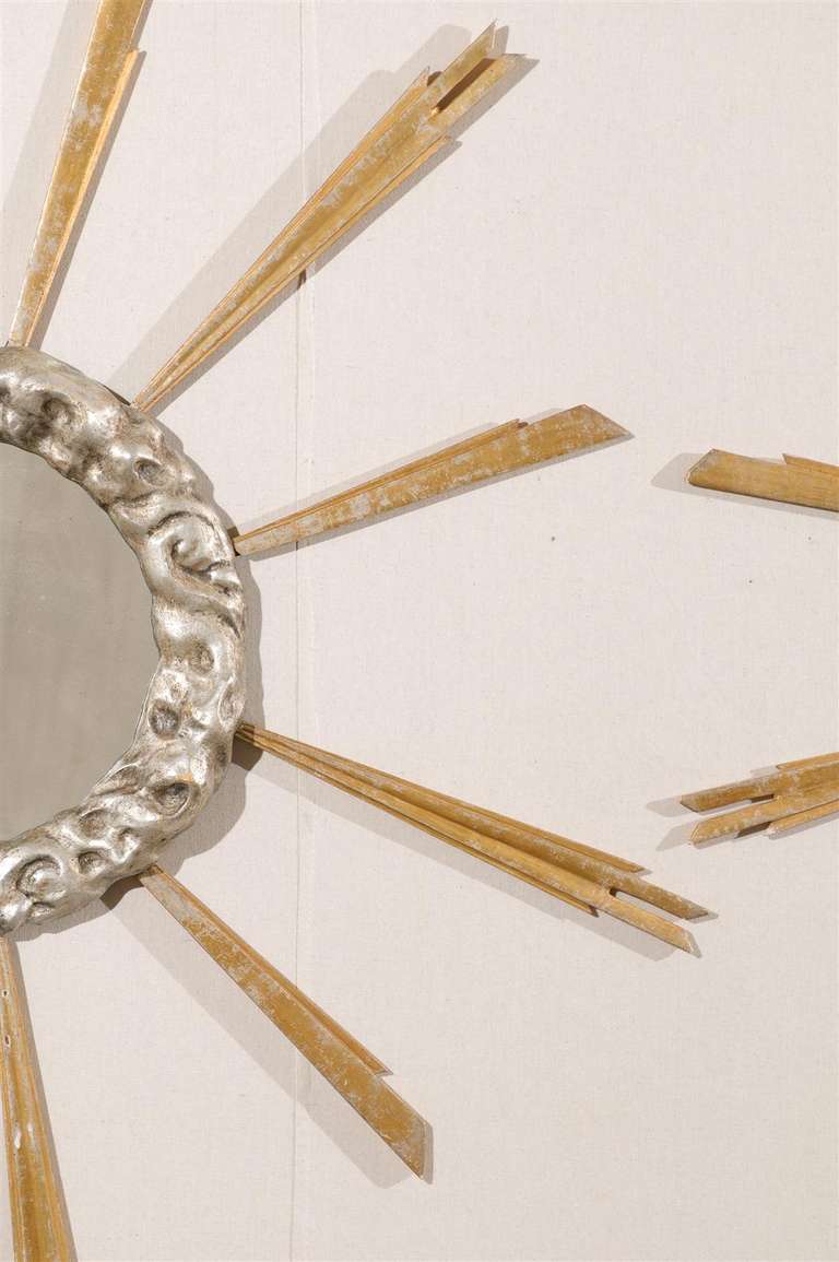 Italian Mid-19th Century Gilded Sunburst Mirror For Sale 5