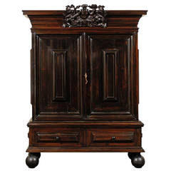 Swedish Late 17th Century Period Baroque Cabinet of Ebonized Rosewood 9