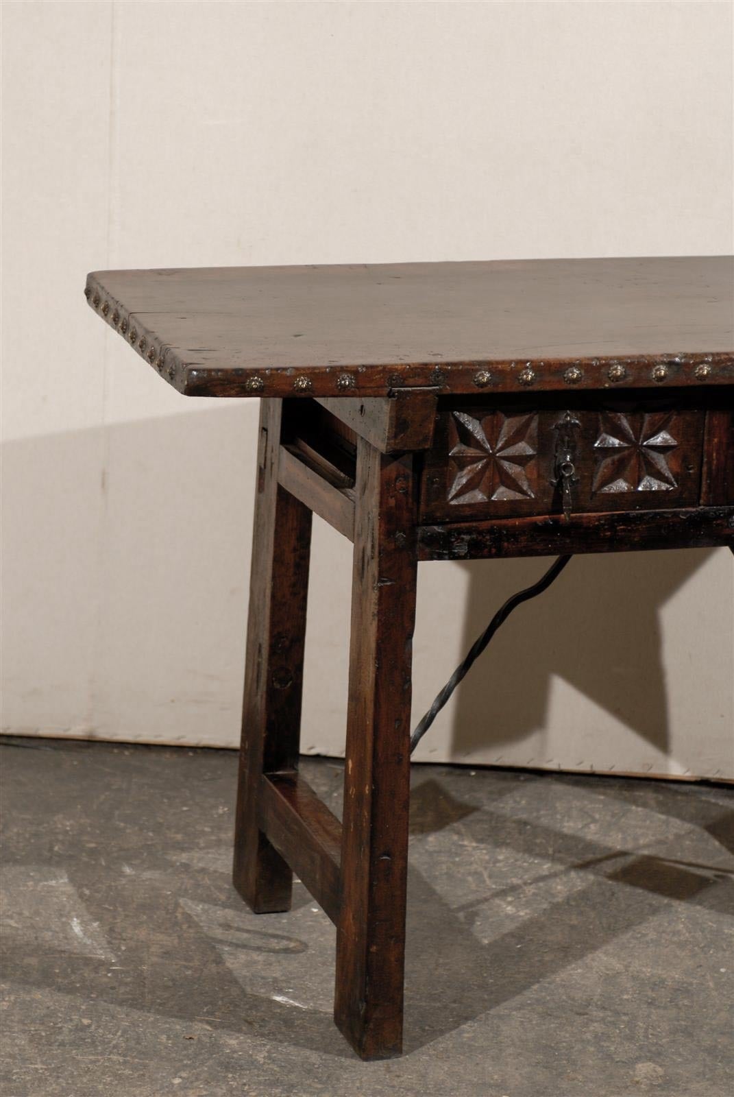 Exquisite Spanish 18th Century Two-Drawer Console or Side Table 5