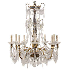 Vintage Italian Mid-20th Century Ten-Light Crystal Chandelier