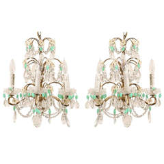 Pair of French Crystal 1950s Chandeliers