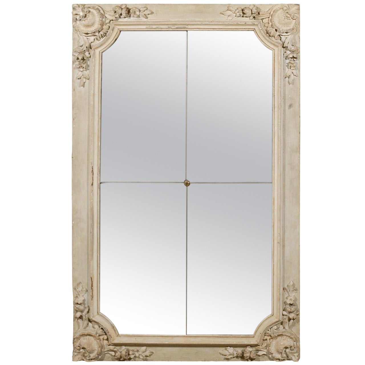 Early 19th Century French Painted Wood Carved Mirror