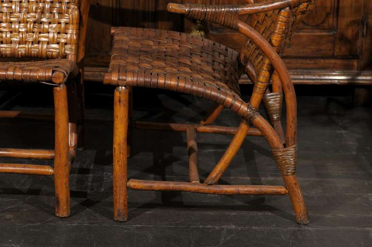 A pair of old Hickory chairs, rare style.
