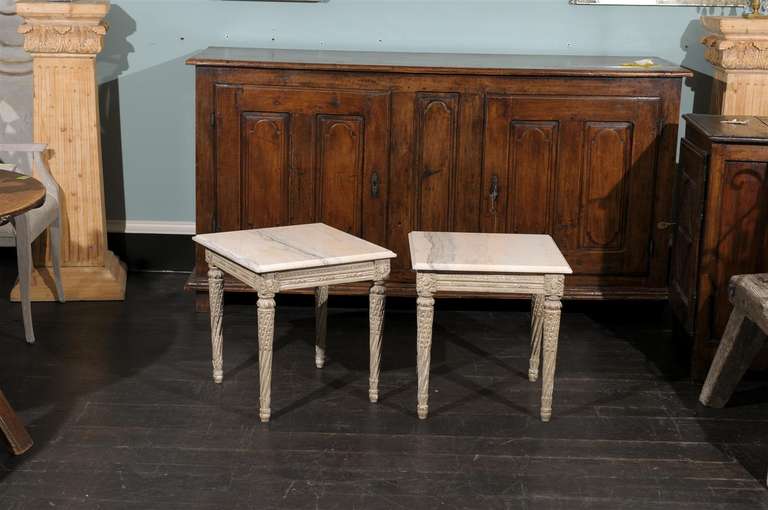 Pair of Marble-Top Italian Side Tables 4