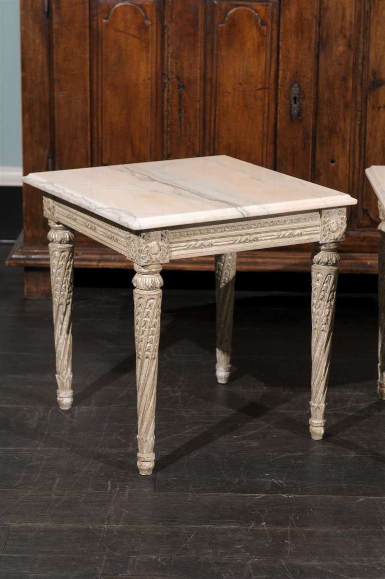 Pair of Marble-Top Italian Side Tables 3