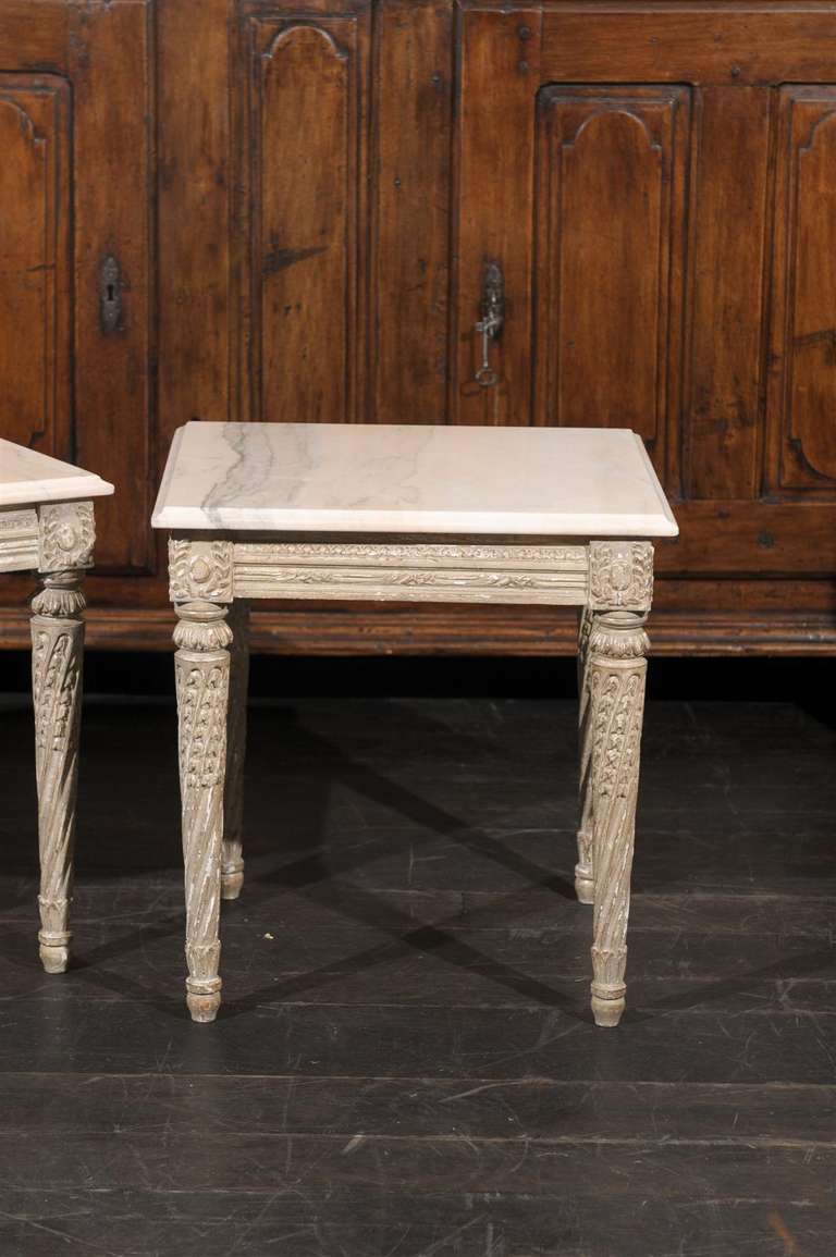 Pair of Marble-Top Italian Side Tables 2