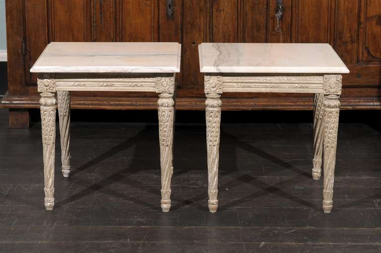Pair of Marble-Top Italian Side Tables 1