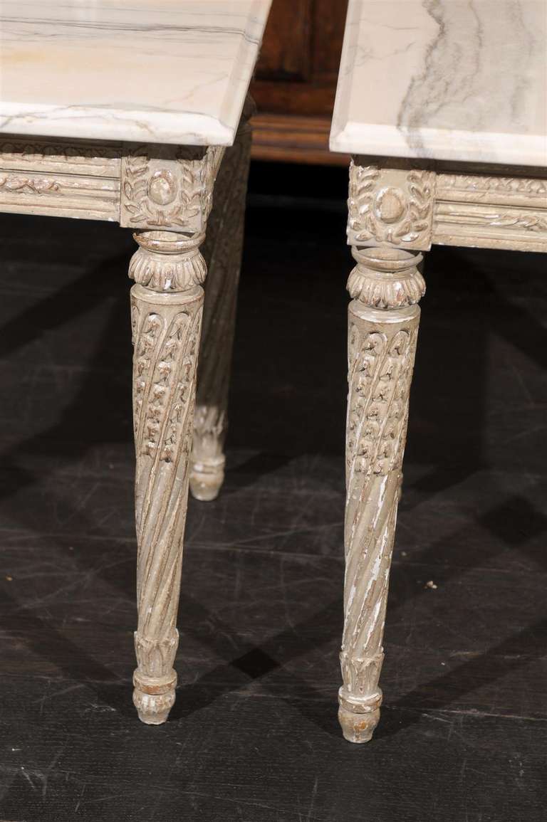 Pair of Marble-Top Italian Side Tables In Good Condition In Atlanta, GA