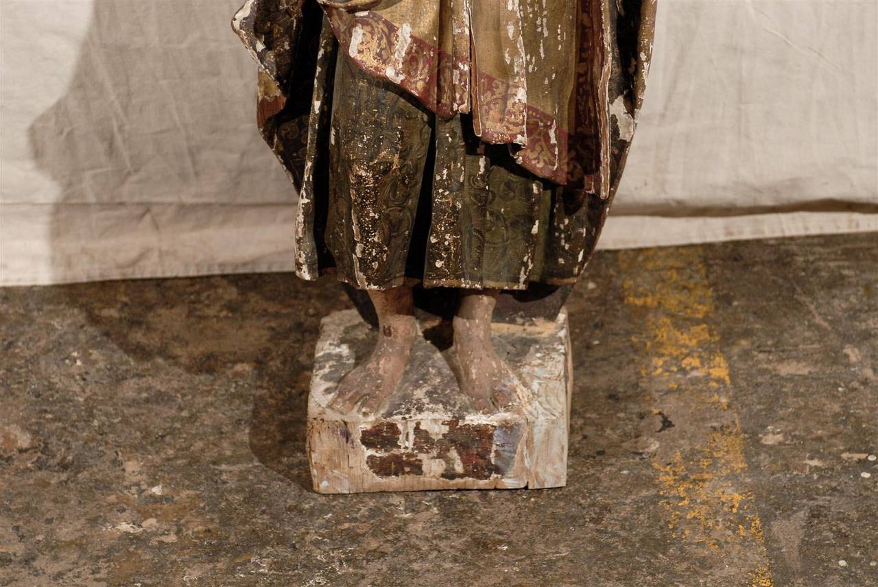 18th Century Italian Santos Statue, Large in Size with Rich Colors and Gilding 2